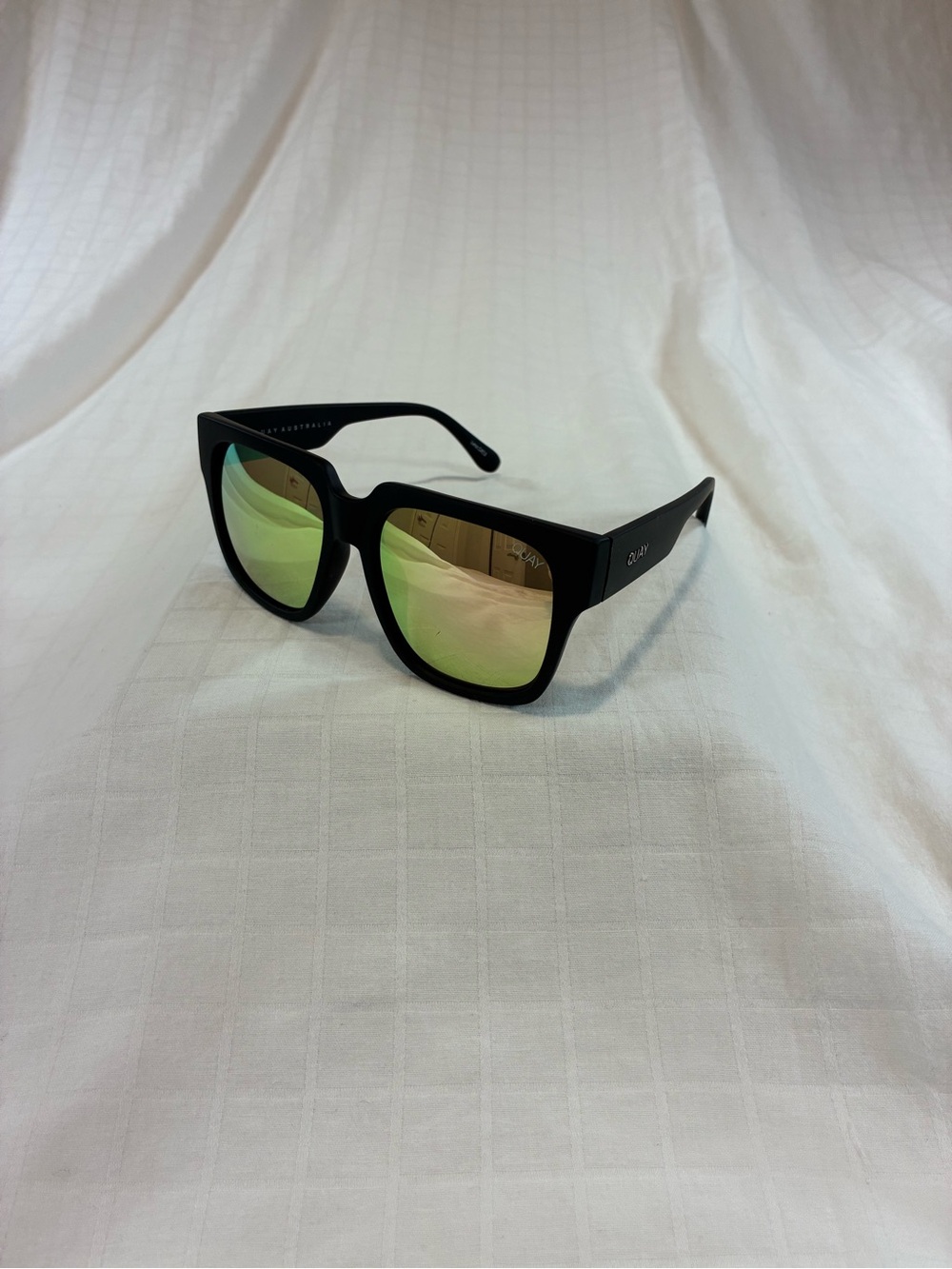 Quay Australia Black Sunglasses with Green Mirrored Lenses